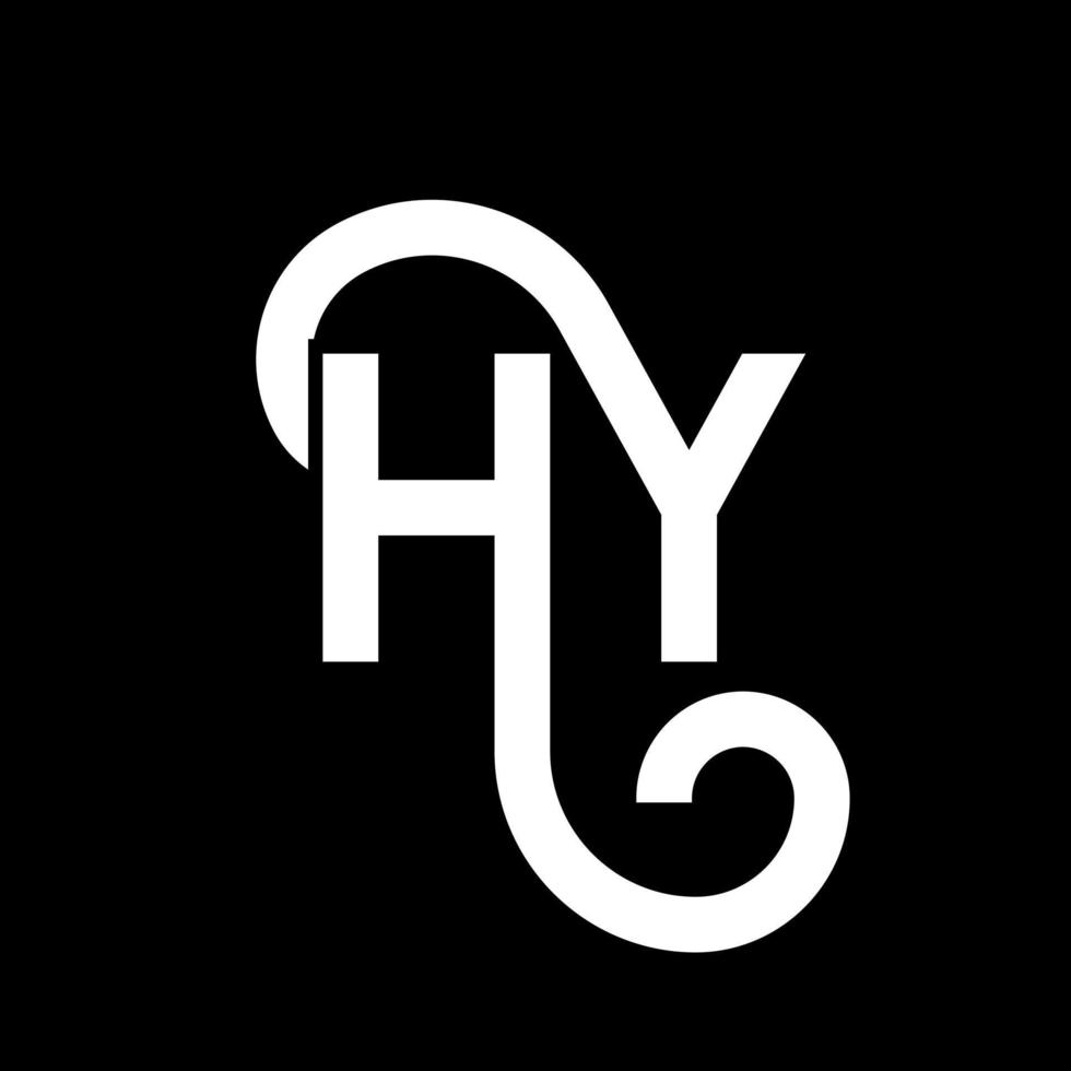 création de logo de lettre hy sur fond noir. hy concept de logo de lettre initiales créatives. hy conception de lettre. hy conception de lettre blanche sur fond noir. salut, salut logo vecteur