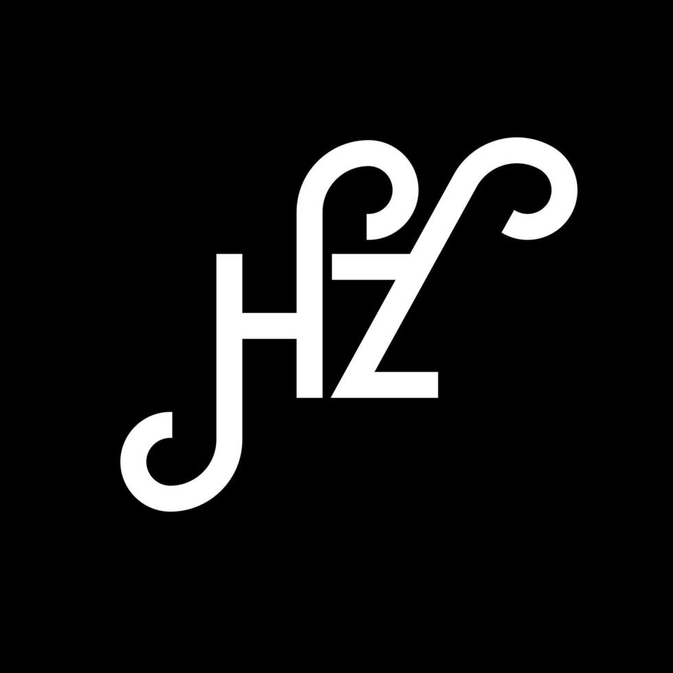 création de logo de lettre hz sur fond noir. hz concept de logo de lettre initiales créatives. conception de lettre hz. conception de lettre hz blanche sur fond noir. Hz, logo Hz vecteur