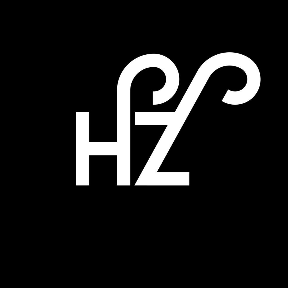 création de logo de lettre hz sur fond noir. hz concept de logo de lettre initiales créatives. conception de lettre hz. conception de lettre hz blanche sur fond noir. Hz, logo Hz vecteur