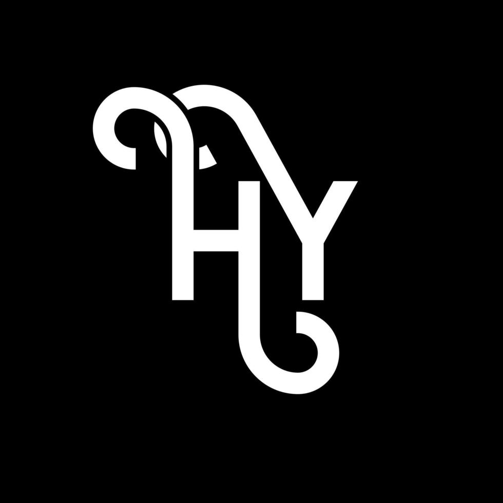 création de logo de lettre hy sur fond noir. hy concept de logo de lettre initiales créatives. hy conception de lettre. hy conception de lettre blanche sur fond noir. salut, salut logo vecteur