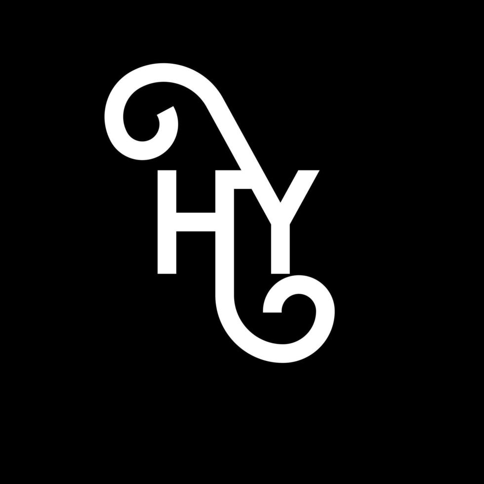 création de logo de lettre hy sur fond noir. hy concept de logo de lettre initiales créatives. hy conception de lettre. hy conception de lettre blanche sur fond noir. salut, salut logo vecteur