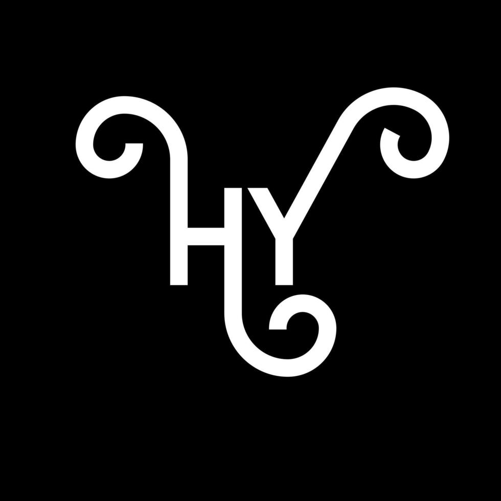 création de logo de lettre hy sur fond noir. hy concept de logo de lettre initiales créatives. hy conception de lettre. hy conception de lettre blanche sur fond noir. salut, salut logo vecteur