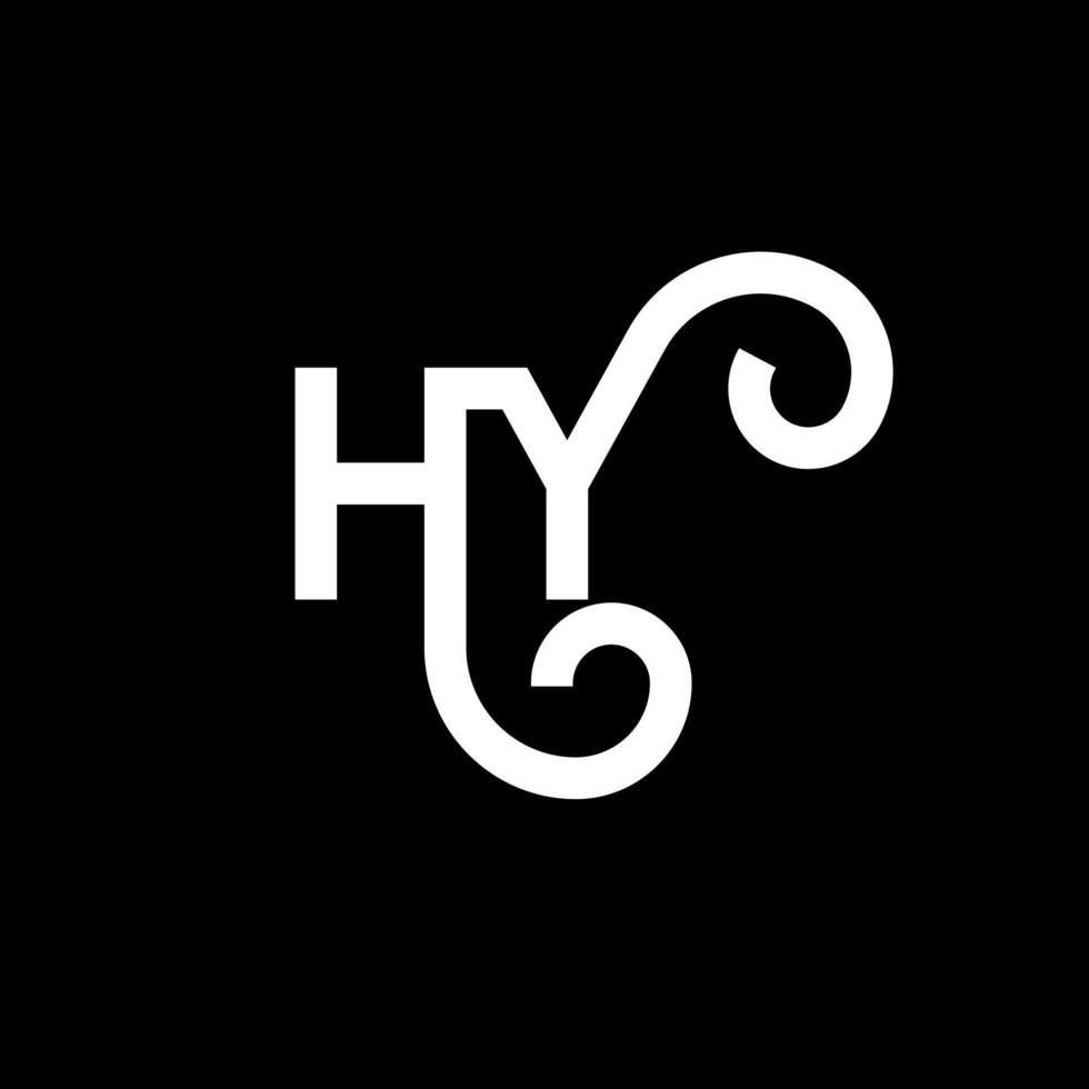 création de logo de lettre hy sur fond noir. hy concept de logo de lettre initiales créatives. hy conception de lettre. hy conception de lettre blanche sur fond noir. salut, salut logo vecteur