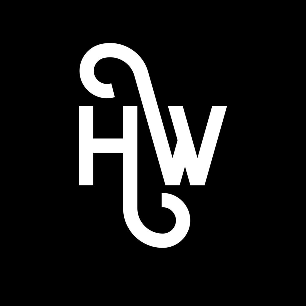 création de logo de lettre hw sur fond noir. hw concept de logo de lettre initiales créatives. conception de lettre hw. hw conception de lettre blanche sur fond noir. hw, hw logo vecteur