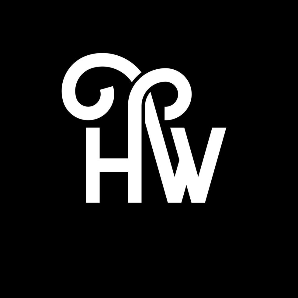 création de logo de lettre hw sur fond noir. hw concept de logo de lettre initiales créatives. conception de lettre hw. hw conception de lettre blanche sur fond noir. hw, hw logo vecteur