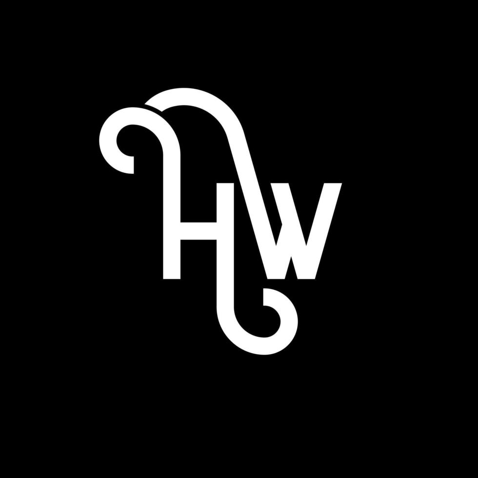 création de logo de lettre hw sur fond noir. hw concept de logo de lettre initiales créatives. conception de lettre hw. hw conception de lettre blanche sur fond noir. hw, hw logo vecteur