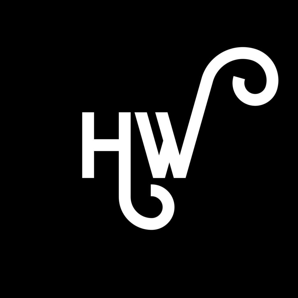 création de logo de lettre hw sur fond noir. hw concept de logo de lettre initiales créatives. conception de lettre hw. hw conception de lettre blanche sur fond noir. hw, hw logo vecteur