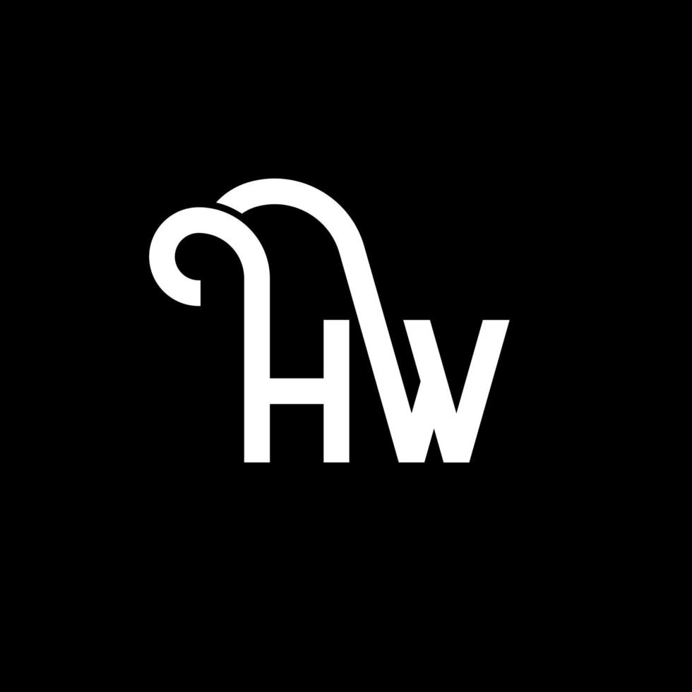 création de logo de lettre hw sur fond noir. hw concept de logo de lettre initiales créatives. conception de lettre hw. hw conception de lettre blanche sur fond noir. hw, hw logo vecteur