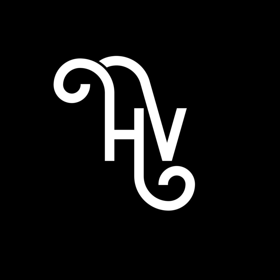 création de logo de lettre hv sur fond noir. concept de logo de lettre initiales créatives hv. conception de lettre hv. conception de lettre hv blanche sur fond noir. hv, hv logo vecteur