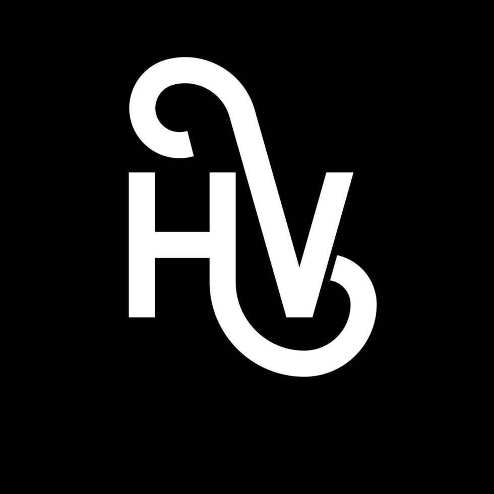 création de logo de lettre hv sur fond noir. concept de logo de lettre initiales créatives hv. conception de lettre hv. conception de lettre hv blanche sur fond noir. hv, hv logo vecteur