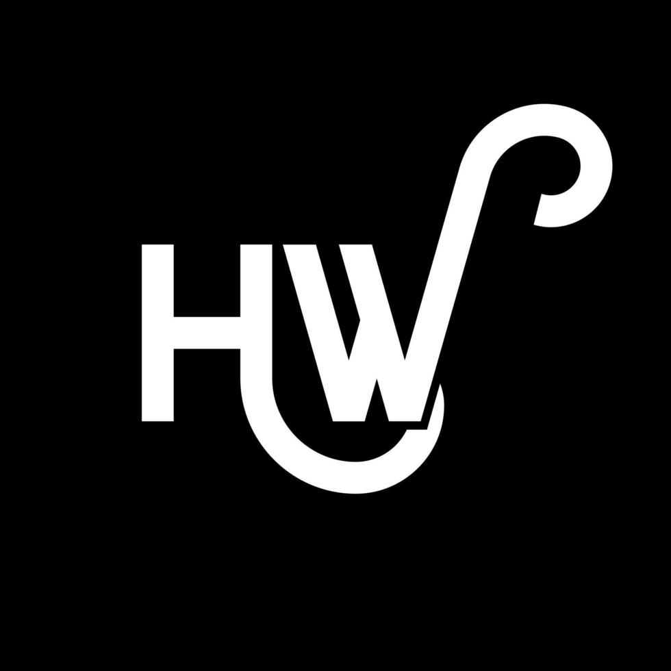 création de logo de lettre hw sur fond noir. hw concept de logo de lettre initiales créatives. conception de lettre hw. hw conception de lettre blanche sur fond noir. hw, hw logo vecteur