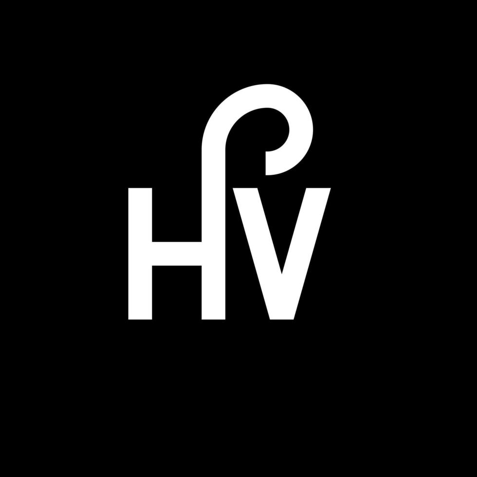 création de logo de lettre hv sur fond noir. concept de logo de lettre initiales créatives hv. conception de lettre hv. conception de lettre hv blanche sur fond noir. hv, hv logo vecteur