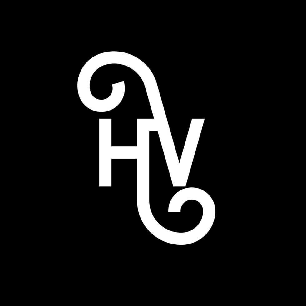 création de logo de lettre hv sur fond noir. concept de logo de lettre initiales créatives hv. conception de lettre hv. conception de lettre hv blanche sur fond noir. hv, hv logo vecteur