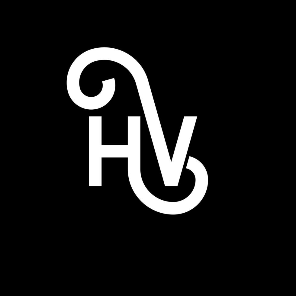 création de logo de lettre hv sur fond noir. concept de logo de lettre initiales créatives hv. conception de lettre hv. conception de lettre hv blanche sur fond noir. hv, hv logo vecteur