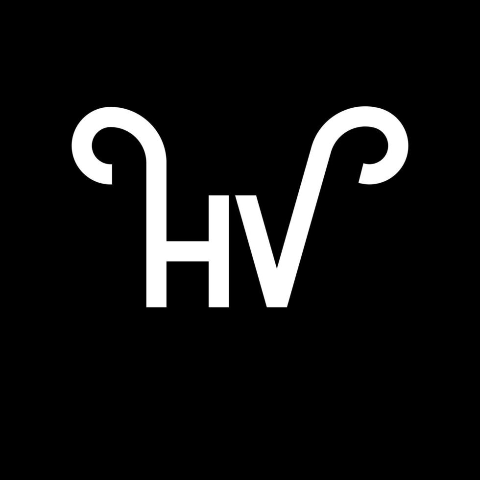 création de logo de lettre hv sur fond noir. concept de logo de lettre initiales créatives hv. conception de lettre hv. conception de lettre hv blanche sur fond noir. hv, hv logo vecteur