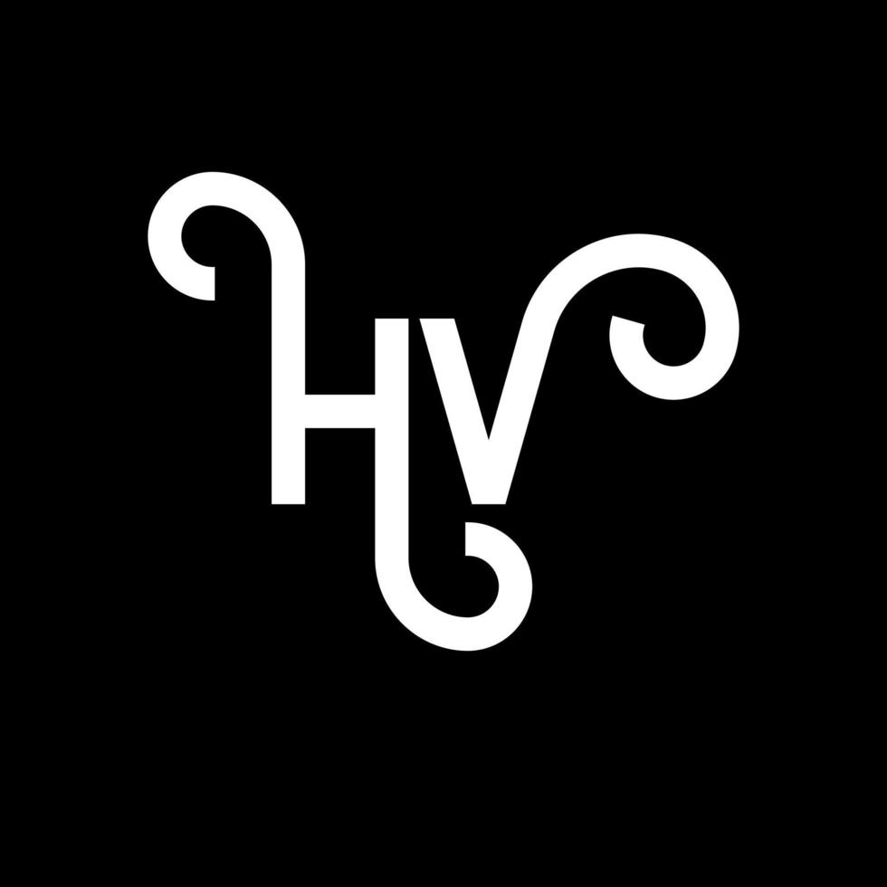 création de logo de lettre hv sur fond noir. concept de logo de lettre initiales créatives hv. conception de lettre hv. conception de lettre hv blanche sur fond noir. hv, hv logo vecteur