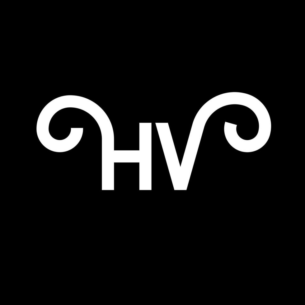 création de logo de lettre hv sur fond noir. concept de logo de lettre initiales créatives hv. conception de lettre hv. conception de lettre hv blanche sur fond noir. hv, hv logo vecteur