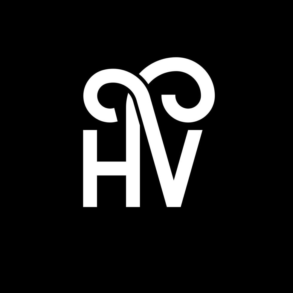 création de logo de lettre hv sur fond noir. concept de logo de lettre initiales créatives hv. conception de lettre hv. conception de lettre hv blanche sur fond noir. hv, hv logo vecteur