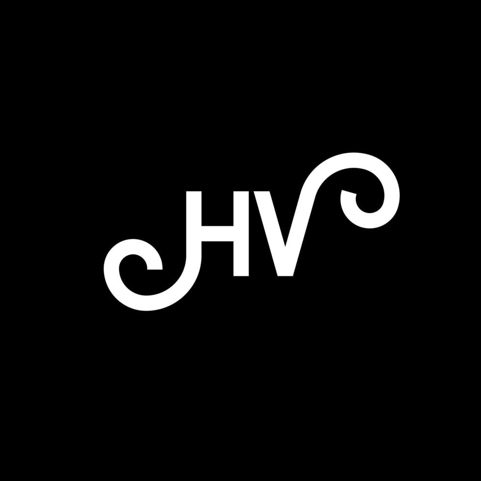 création de logo de lettre hv sur fond noir. concept de logo de lettre initiales créatives hv. conception de lettre hv. conception de lettre hv blanche sur fond noir. hv, hv logo vecteur