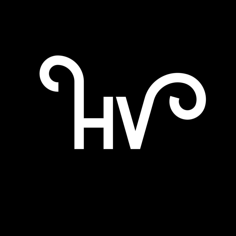 création de logo de lettre hv sur fond noir. concept de logo de lettre initiales créatives hv. conception de lettre hv. conception de lettre hv blanche sur fond noir. hv, hv logo vecteur