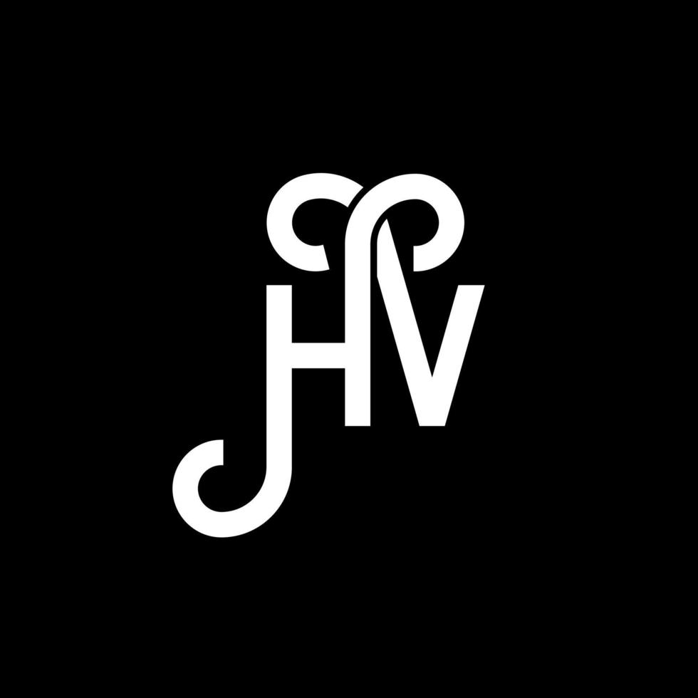 création de logo de lettre hv sur fond noir. concept de logo de lettre initiales créatives hv. conception de lettre hv. conception de lettre hv blanche sur fond noir. hv, hv logo vecteur