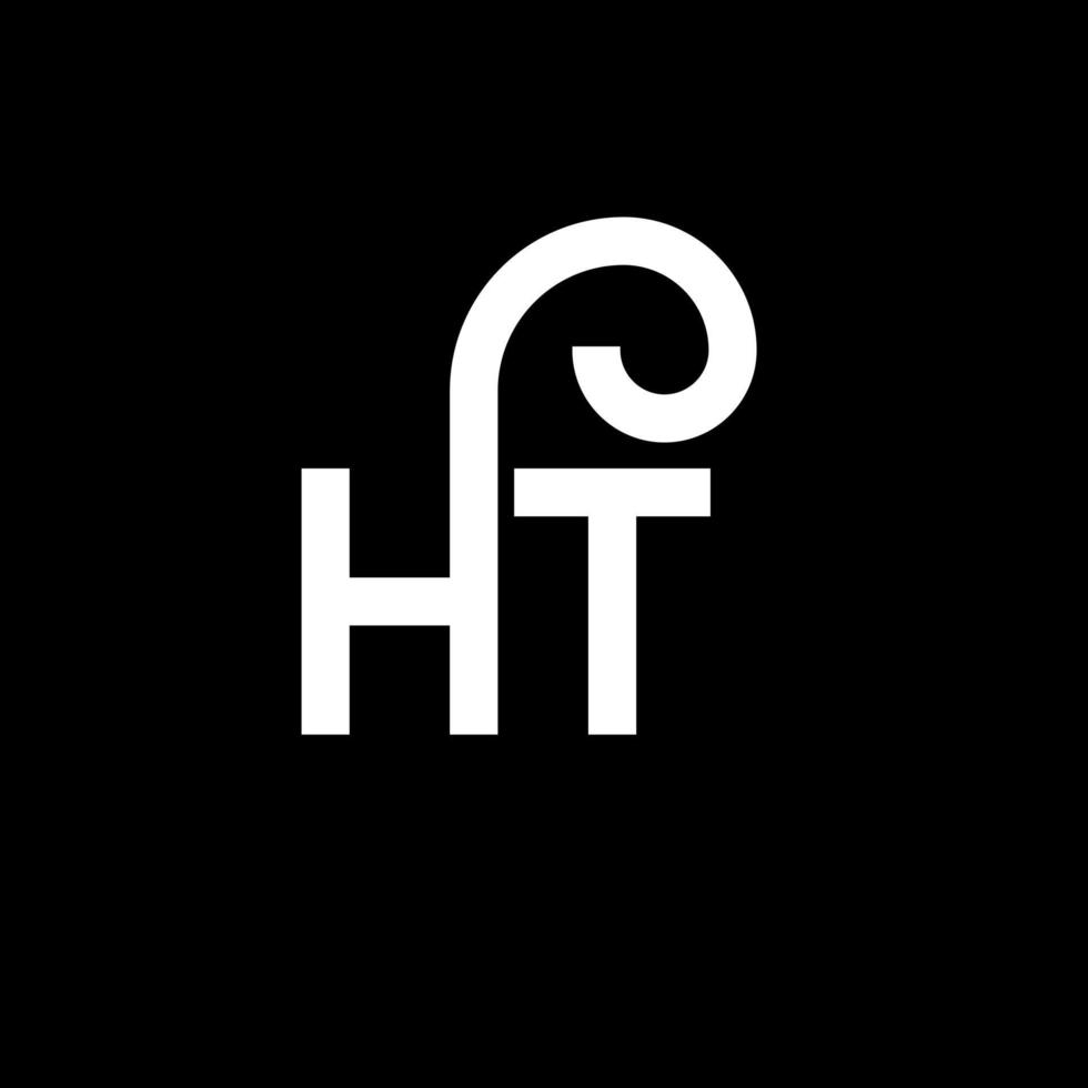 création de logo de lettre ht sur fond noir. ht concept de logo de lettre initiales créatives. conception de lettre ht. ht conception de lettre blanche sur fond noir. ht, ht logo vecteur