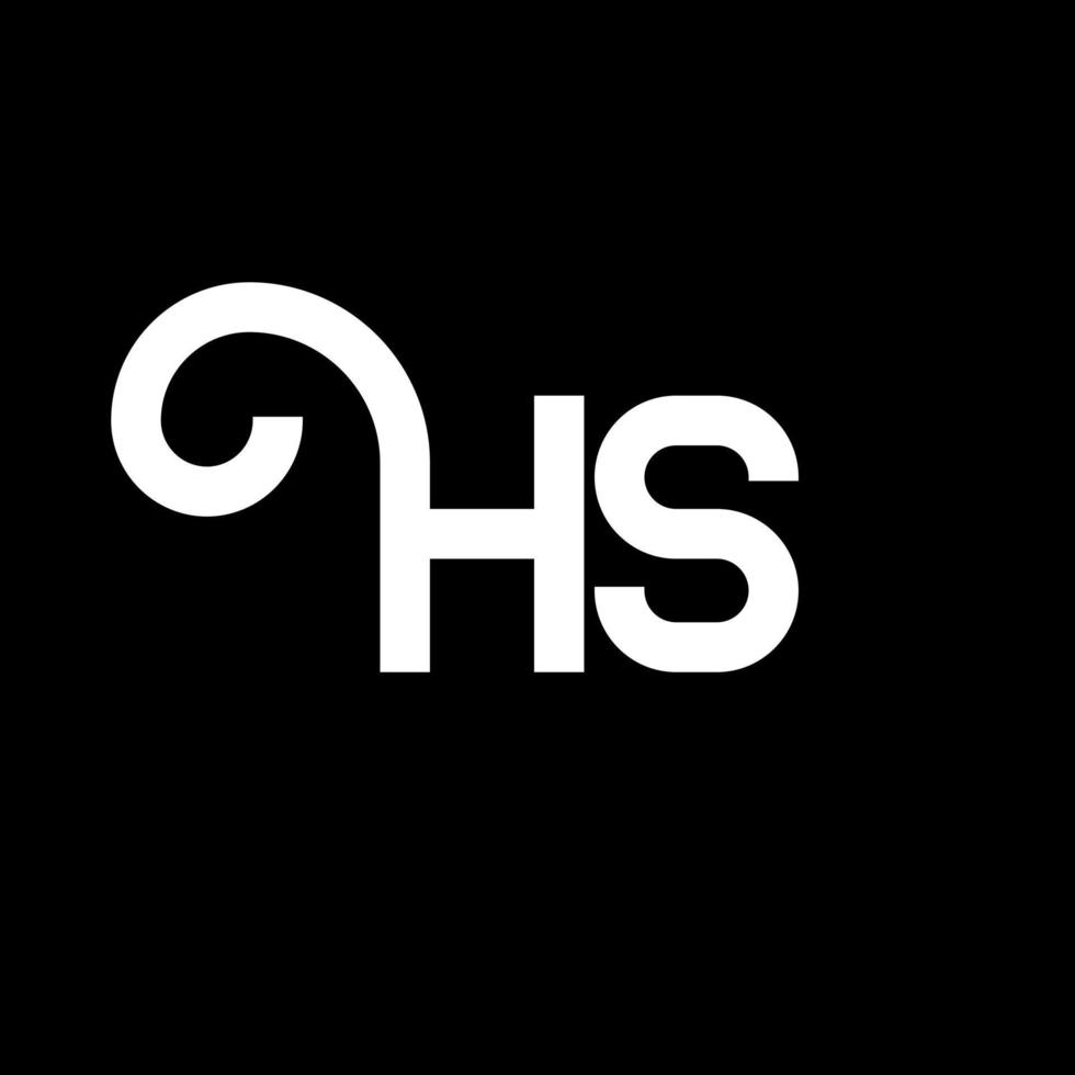 création de logo de lettre hs sur fond noir. concept de logo de lettre initiales créatives hs. conception de lettre hs. conception de lettre hs blanche sur fond noir. hs, logo hs vecteur