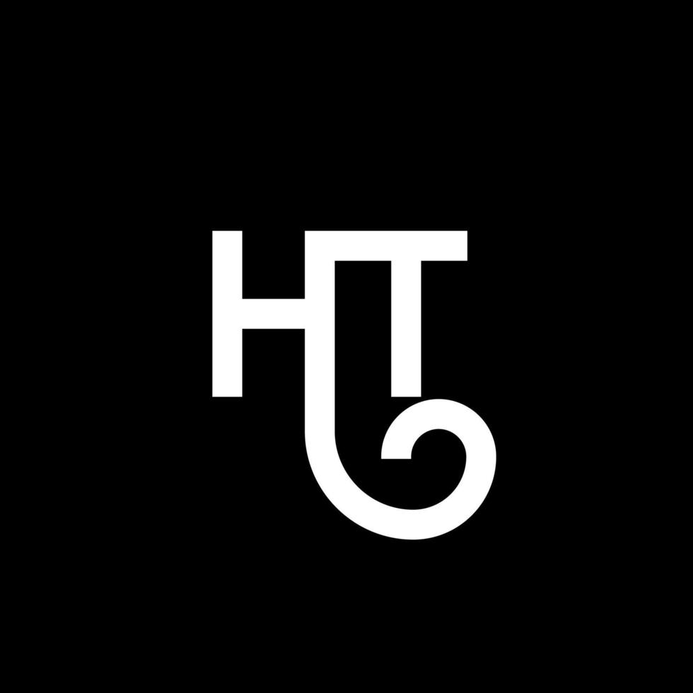 création de logo de lettre ht sur fond noir. ht concept de logo de lettre initiales créatives. conception de lettre ht. ht conception de lettre blanche sur fond noir. ht, ht logo vecteur
