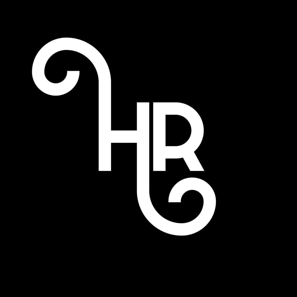 création de logo de lettre hr sur fond noir. concept de logo de lettre initiales créatives hr. conception de lettre rh. conception de lettre blanche hr sur fond noir. rh, logo rh vecteur