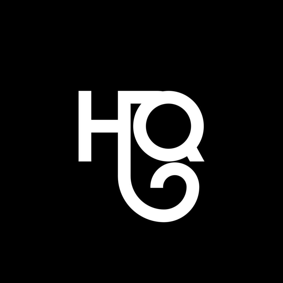 création de logo de lettre hq sur fond noir. hq creative initiales lettre logo concept. conception de lettre hq. conception de lettre hq blanche sur fond noir. hq, hq logo vecteur