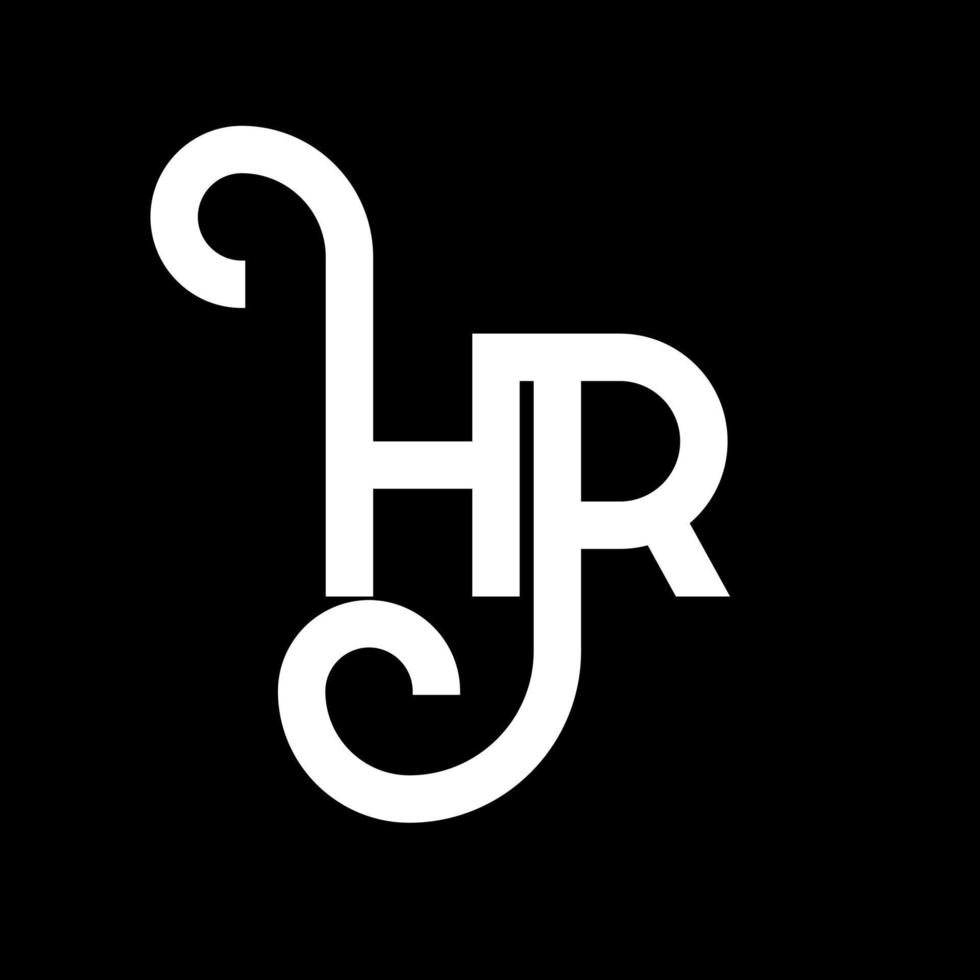 création de logo de lettre hr sur fond noir. concept de logo de lettre initiales créatives hr. conception de lettre rh. conception de lettre blanche hr sur fond noir. rh, logo rh vecteur