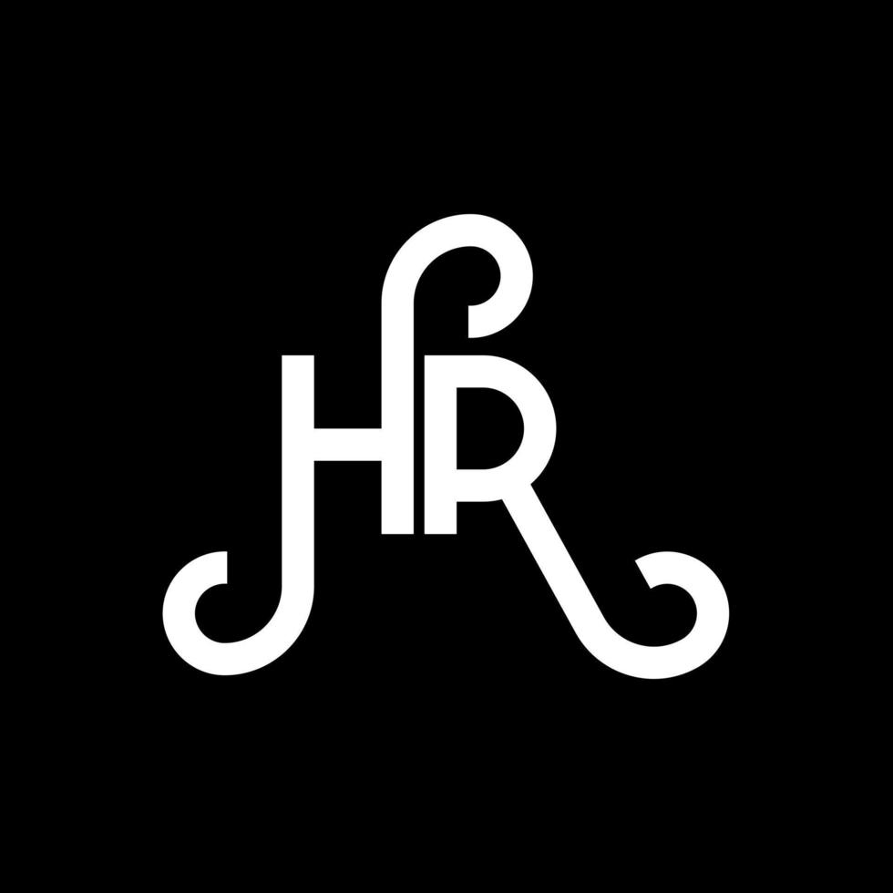 création de logo de lettre hr sur fond noir. concept de logo de lettre initiales créatives hr. conception de lettre rh. conception de lettre blanche hr sur fond noir. rh, logo rh vecteur