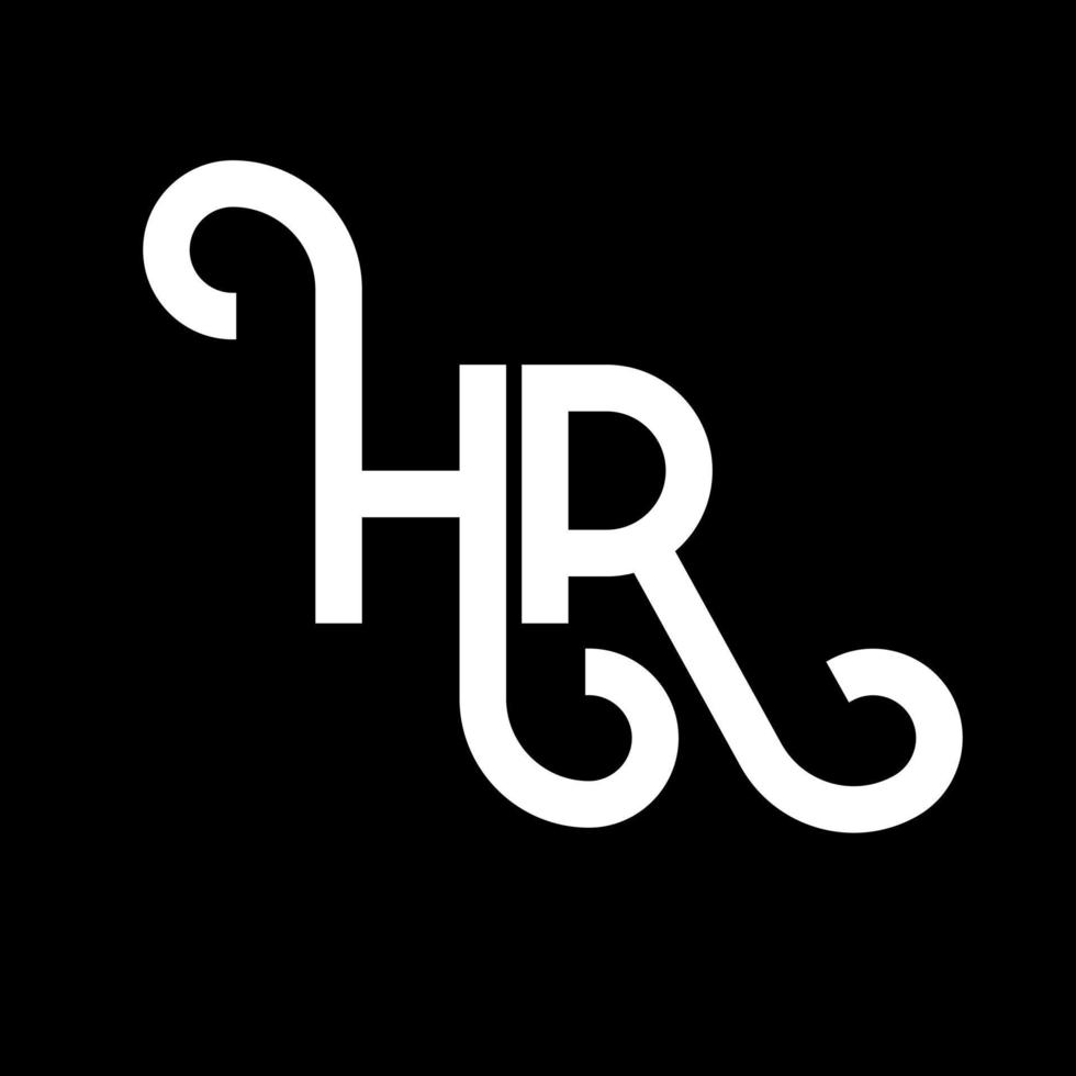 création de logo de lettre hr sur fond noir. concept de logo de lettre initiales créatives hr. conception de lettre rh. conception de lettre blanche hr sur fond noir. rh, logo rh vecteur
