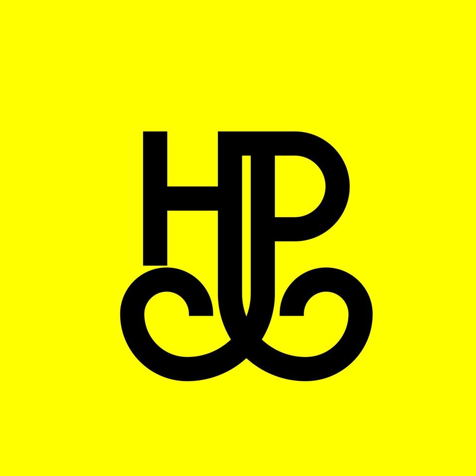création de logo de lettre hp sur fond noir. concept de logo de lettre initiales créatives hp. conception de lettre hp. conception de lettre blanche hp sur fond noir. hp, logo hp vecteur