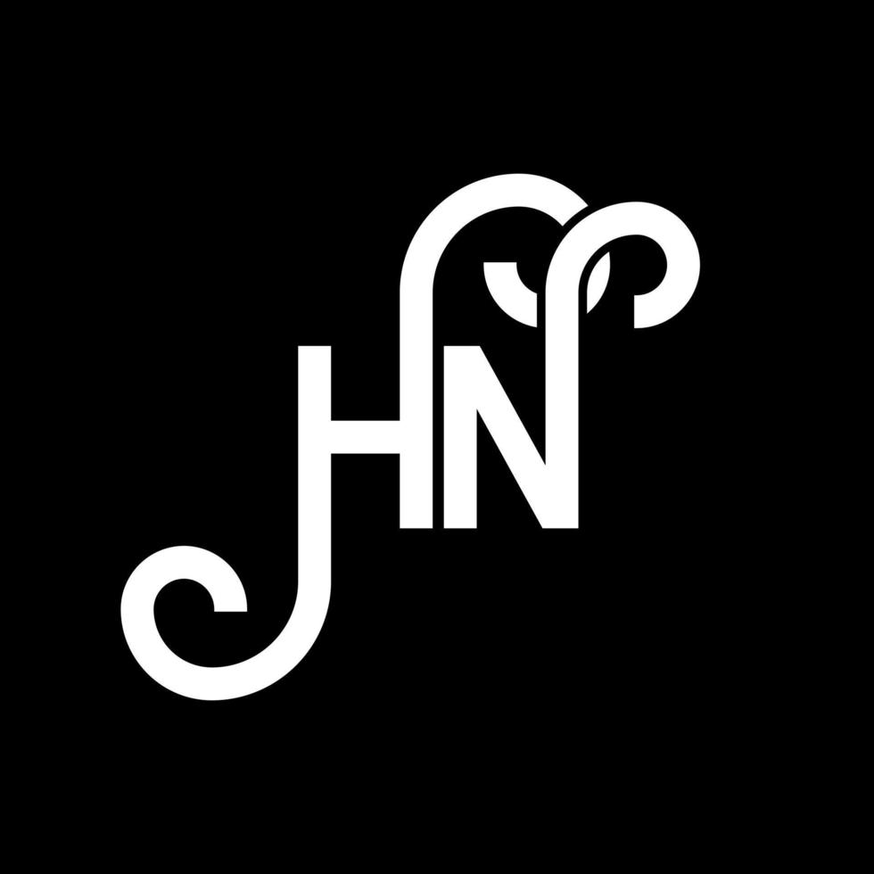 création de logo de lettre hn sur fond noir. concept de logo de lettre initiales créatives hn. conception de lettre hn. hn conception de lettre blanche sur fond noir. hn, hn logo vecteur