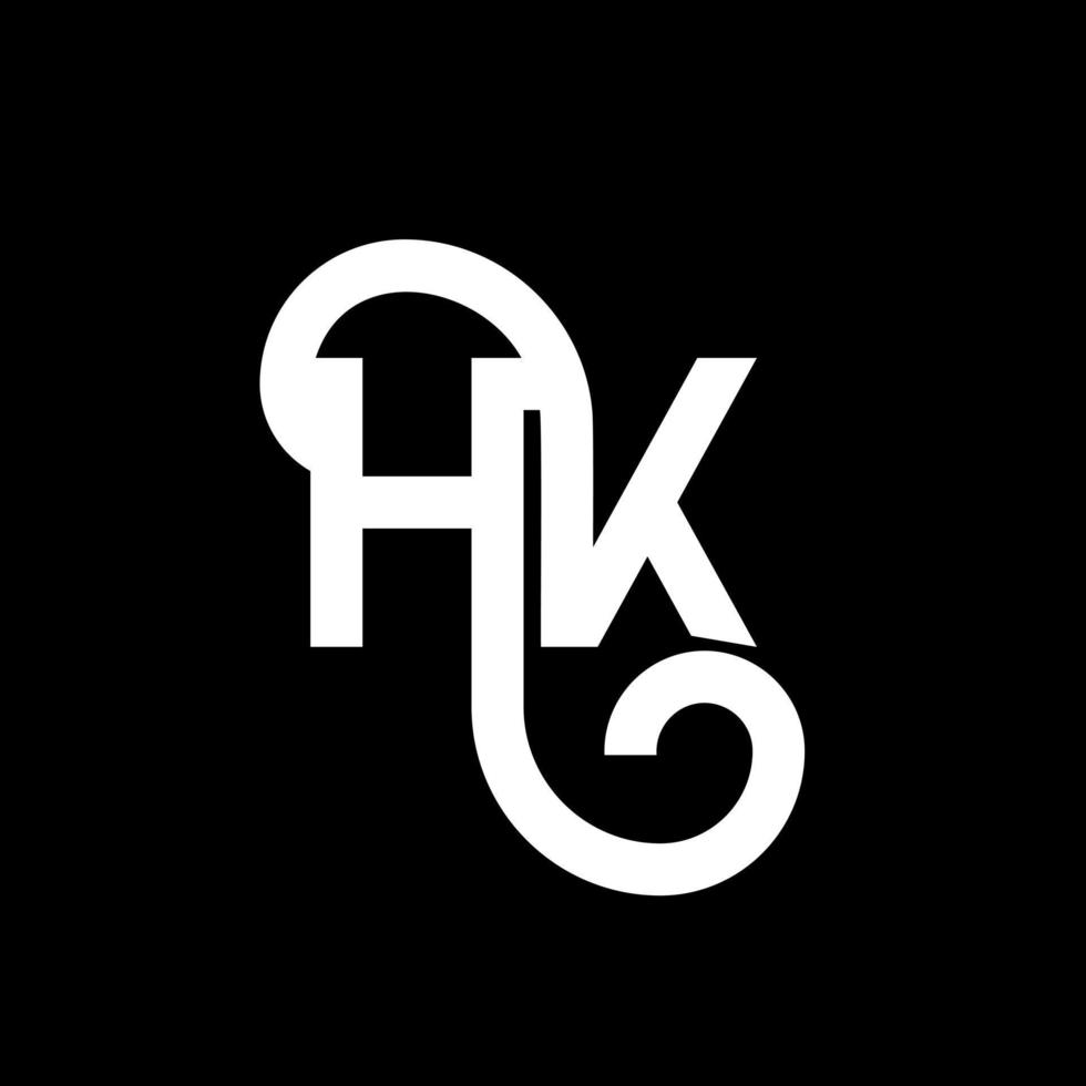 création de logo de lettre hk sur fond noir. hk concept de logo de lettre initiales créatives. conception de lettre hh. conception de lettre hk blanche sur fond noir. hk, hk logo vecteur