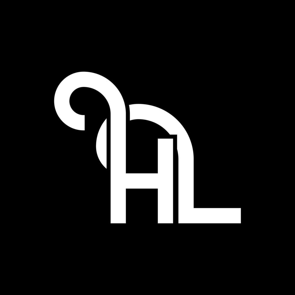 création de logo de lettre hl sur fond noir. concept de logo de lettre initiales créatives hl. conception de lettre hl. hl lettre blanche sur fond noir. hl, logo hl vecteur