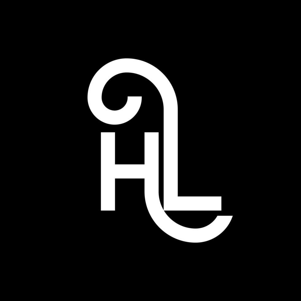 création de logo de lettre hl sur fond noir. concept de logo de lettre initiales créatives hl. conception de lettre hl. hl lettre blanche sur fond noir. hl, logo hl vecteur