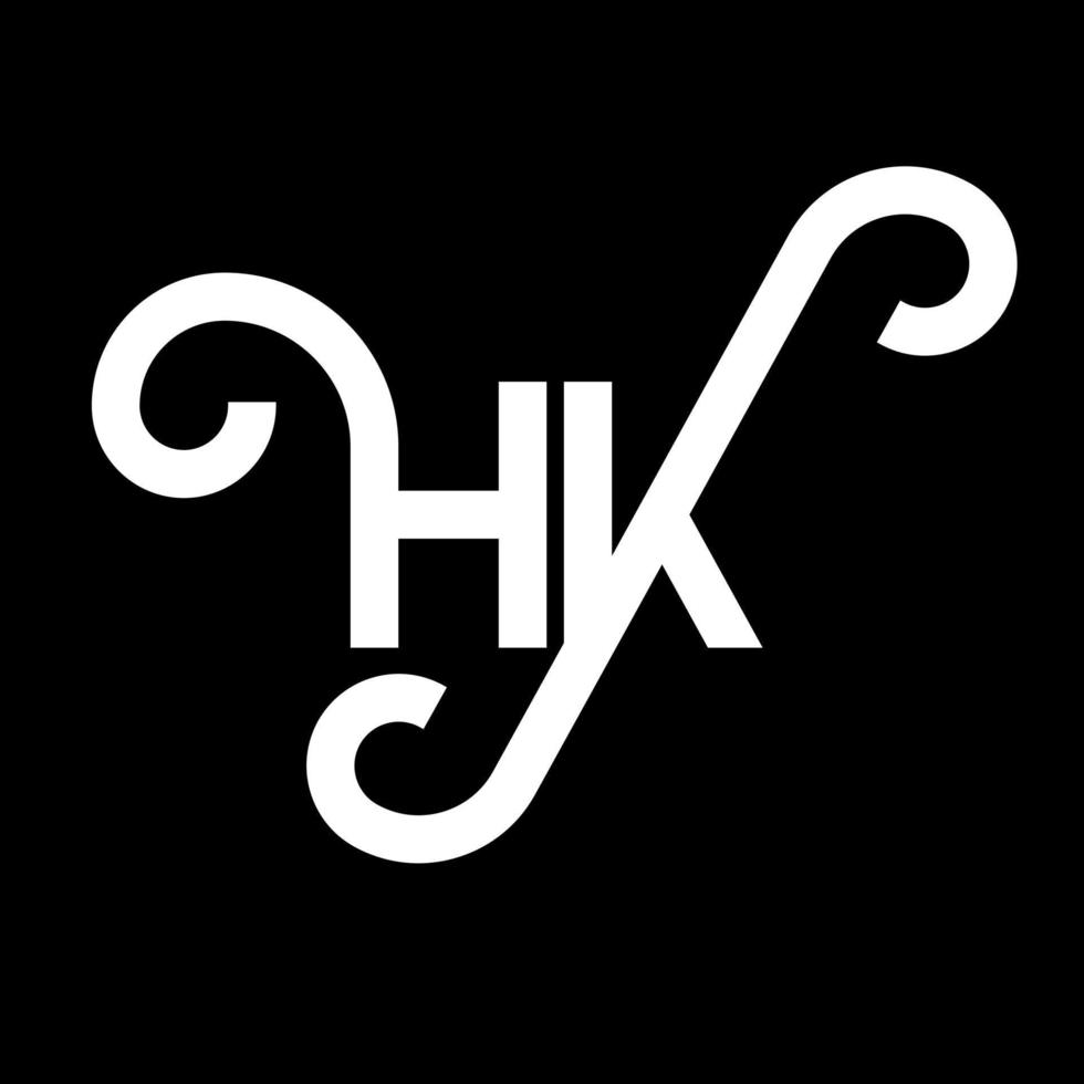 création de logo de lettre hk sur fond noir. hk concept de logo de lettre initiales créatives. conception de lettre hh. conception de lettre hk blanche sur fond noir. hk, hk logo vecteur