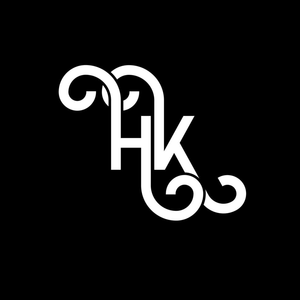 création de logo de lettre hk sur fond noir. hk concept de logo de lettre initiales créatives. conception de lettre hh. conception de lettre hk blanche sur fond noir. hk, hk logo vecteur