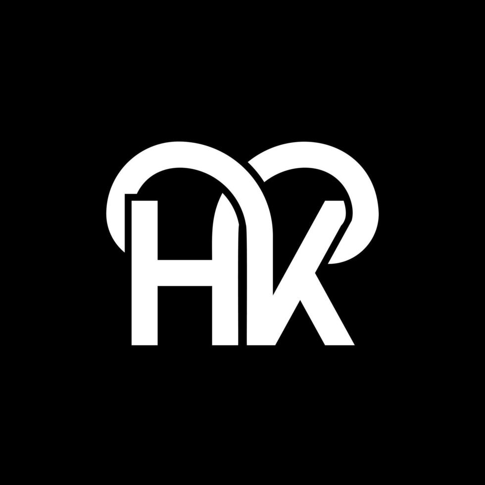 création de logo de lettre hk sur fond noir. hk concept de logo de lettre initiales créatives. conception de lettre hh. conception de lettre hk blanche sur fond noir. hk, hk logo vecteur