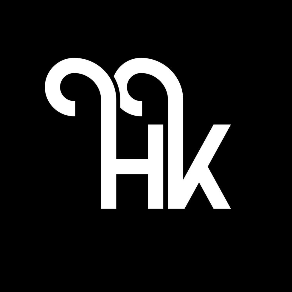 création de logo de lettre hk sur fond noir. hk concept de logo de lettre initiales créatives. conception de lettre hh. conception de lettre hk blanche sur fond noir. hk, hk logo vecteur