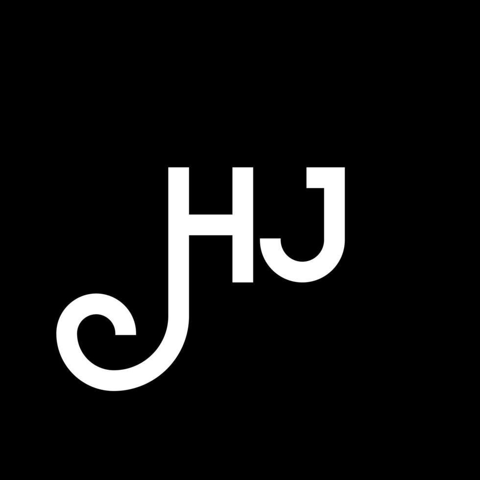 création de logo de lettre hj sur fond noir. hj concept de logo de lettre initiales créatives. conception de lettre hj. hj conception de lettre blanche sur fond noir. hj, hj logo vecteur
