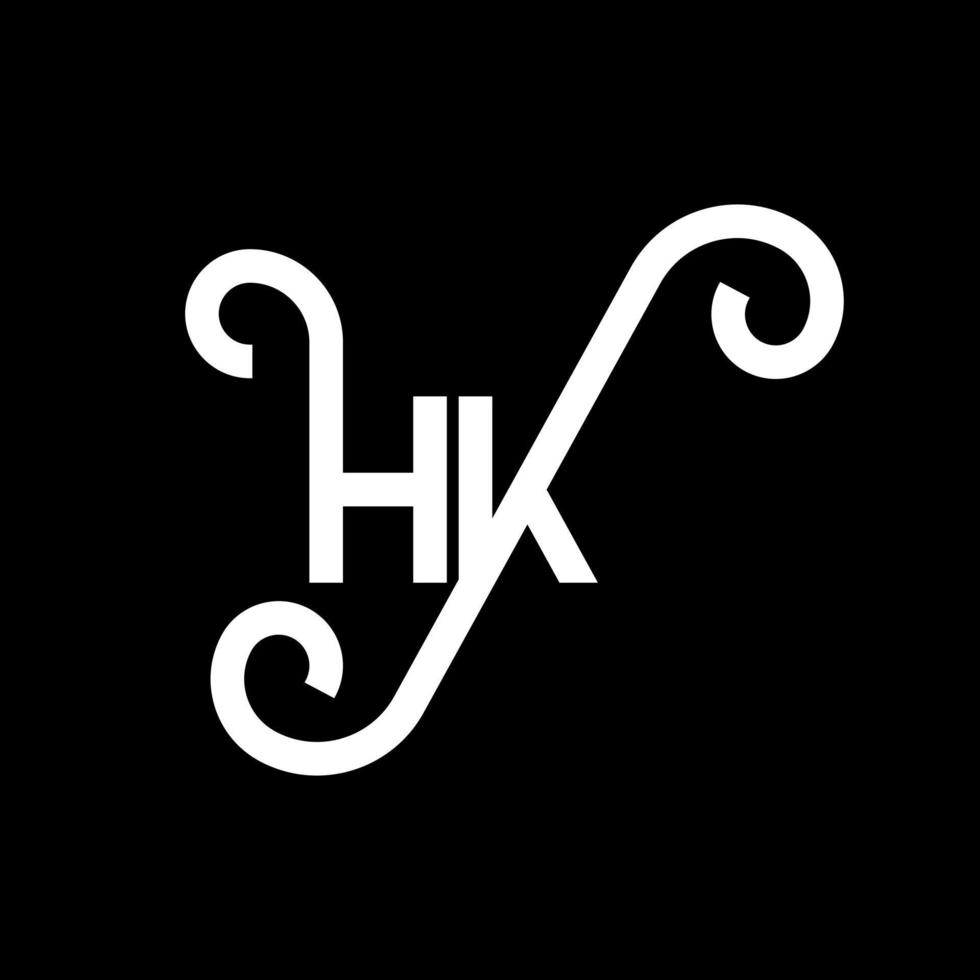 création de logo de lettre hk sur fond noir. hk concept de logo de lettre initiales créatives. conception de lettre hh. conception de lettre hk blanche sur fond noir. hk, hk logo vecteur