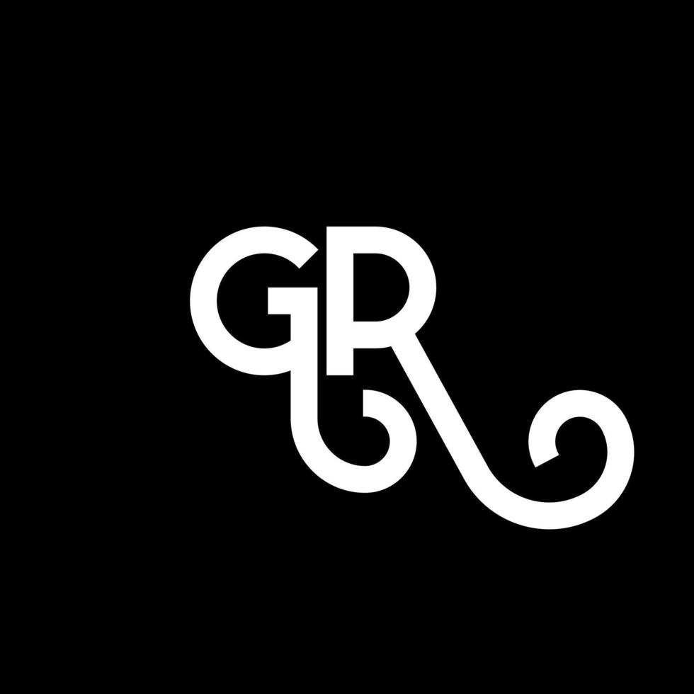 création de logo de lettre gr sur fond noir. gr concept de logo de lettre initiales créatives. conception de lettre gr. gr conception de lettre blanche sur fond noir. gr, gr logo vecteur