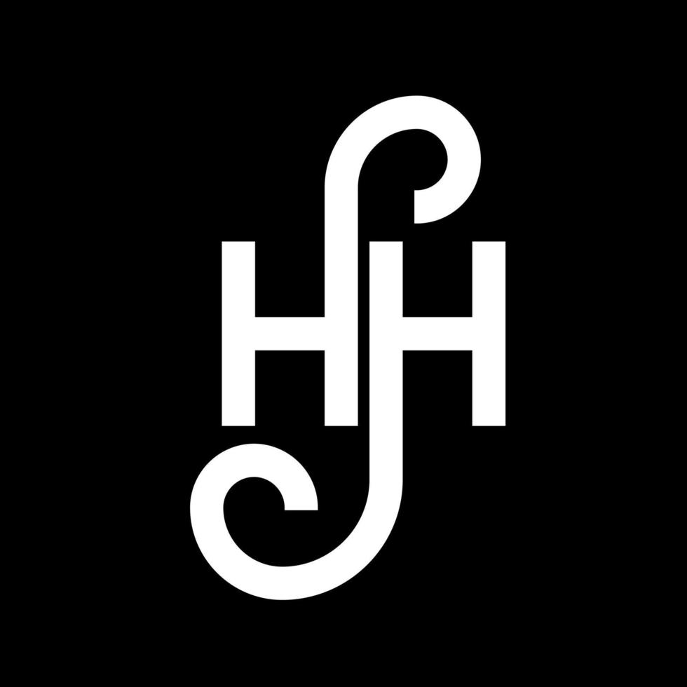 création de logo de lettre hh sur fond noir. hh concept de logo de lettre initiales créatives. conception de lettre hh. hh lettre blanche sur fond noir. hh, hh logo vecteur