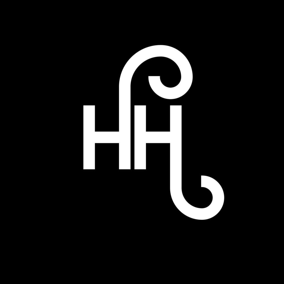 création de logo de lettre hh sur fond noir. hh concept de logo de lettre initiales créatives. conception de lettre hh. hh lettre blanche sur fond noir. hh, hh logo vecteur