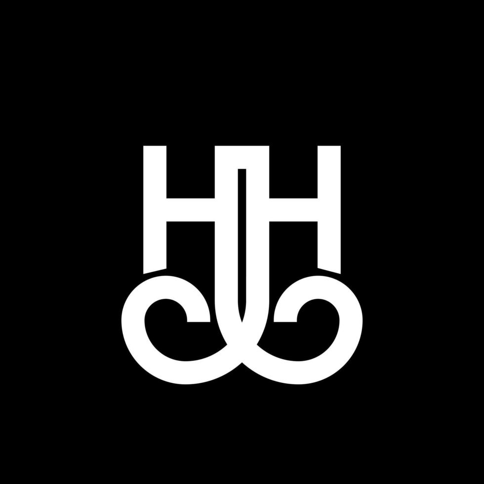 création de logo de lettre hh sur fond noir. hh concept de logo de lettre initiales créatives. conception de lettre hh. hh lettre blanche sur fond noir. hh, hh logo vecteur