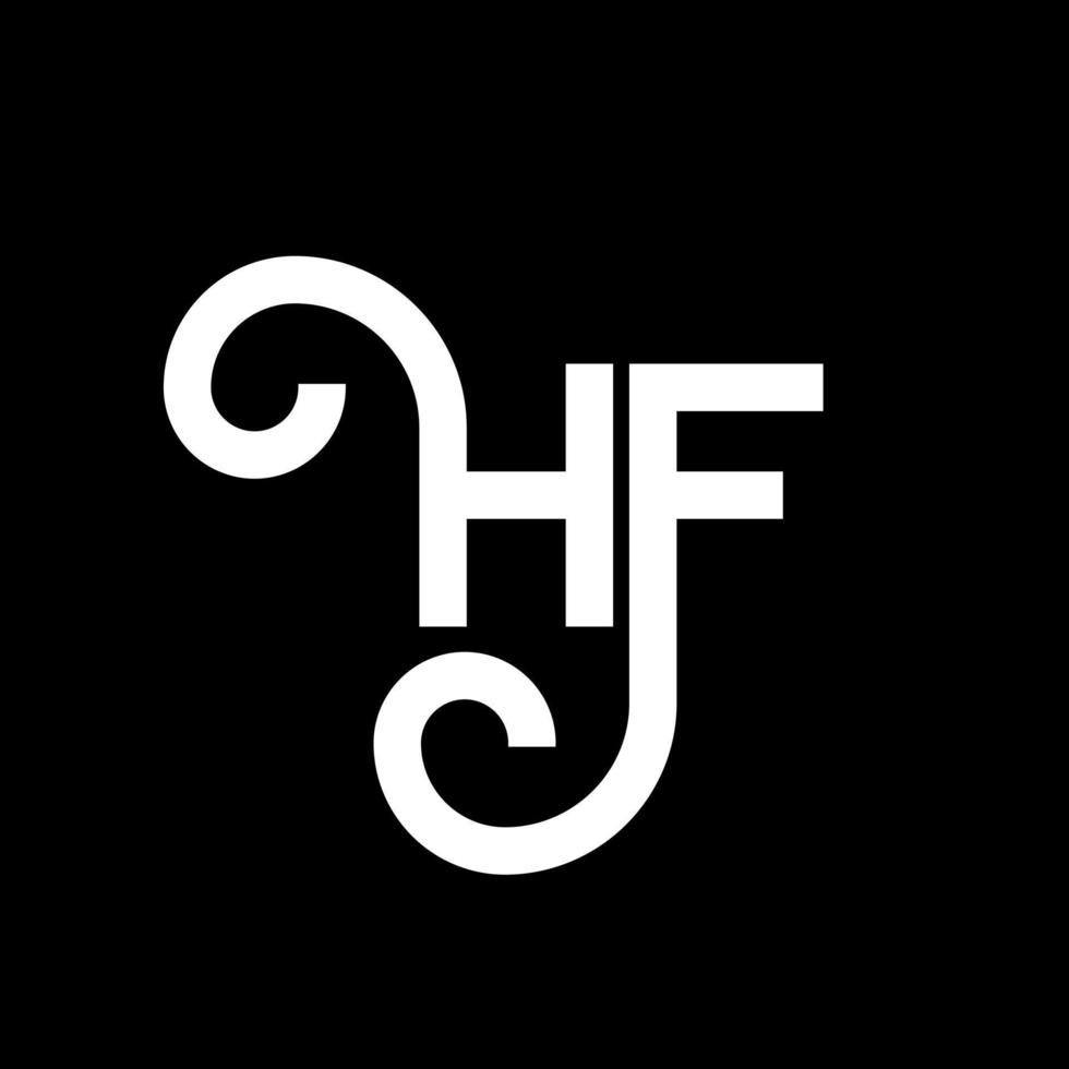 création de logo de lettre hf sur fond noir. concept de logo de lettre initiales créatives hf. conception de lettre hf. conception de lettre hf blanche sur fond noir. hf, logo hf vecteur