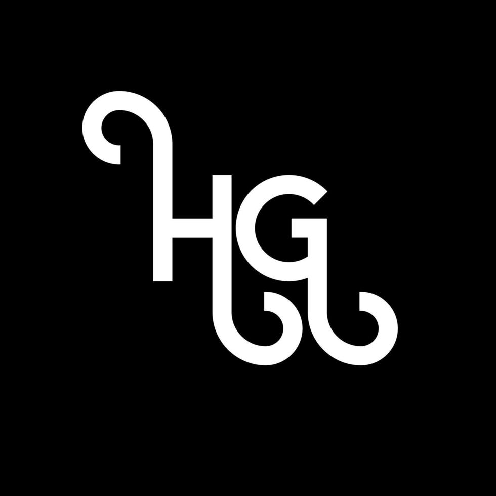 création de logo de lettre hg sur fond noir. hg concept de logo de lettre initiales créatives. conception de lettre hg. hg lettre blanche sur fond noir. hg, hg logo vecteur